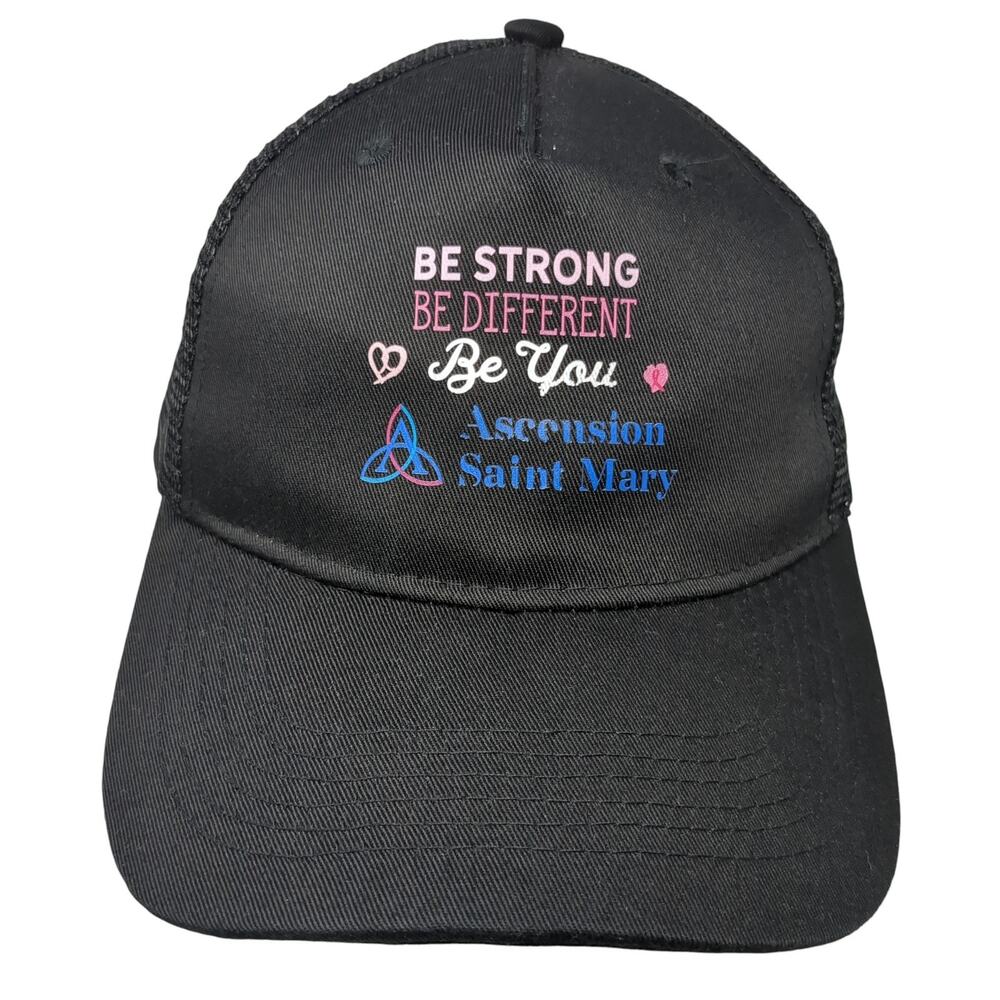 Be Strong Be Different Be You Ascension Saint Mary Trucker Hat Black OS Mesh
